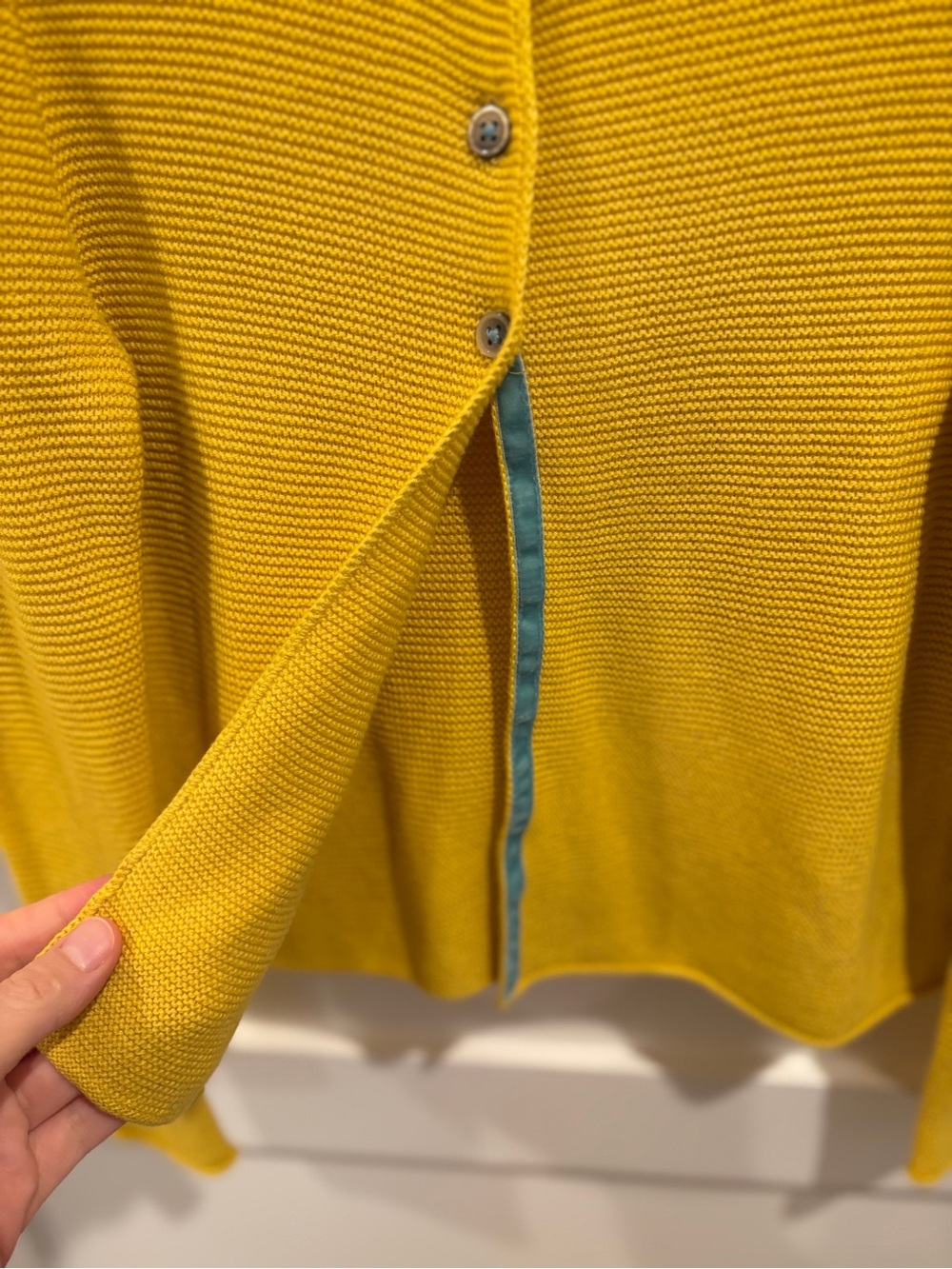 Mini Boden Mustard Ribbed Button-Up Cardigan - Picture 4 of 4